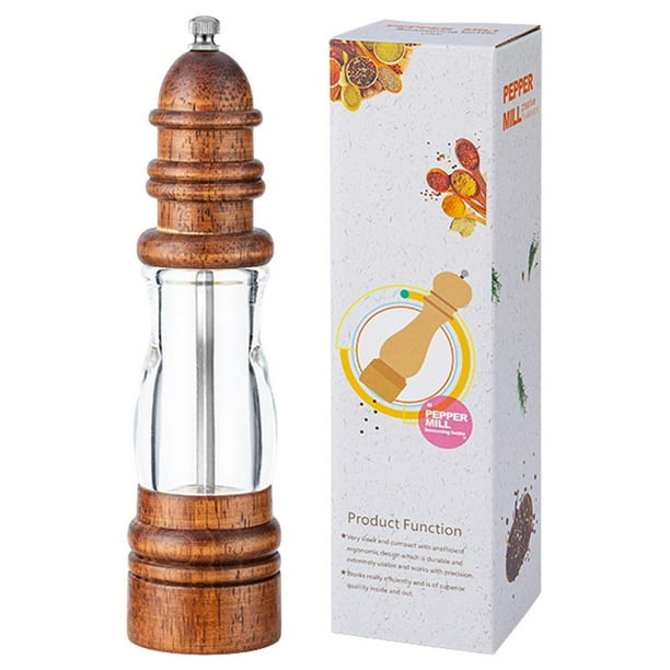 Gecorid Pepper Grinder Wooden Pepper Mill With an Adjustable Ceramic Rotor High Volume