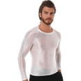 thumbnail image 2 of Jhaoyu Men's Glossy Long Sleeve Compression Shirts Athletic Workout Sports Rash Guard Undershirt White M, 2 of 6