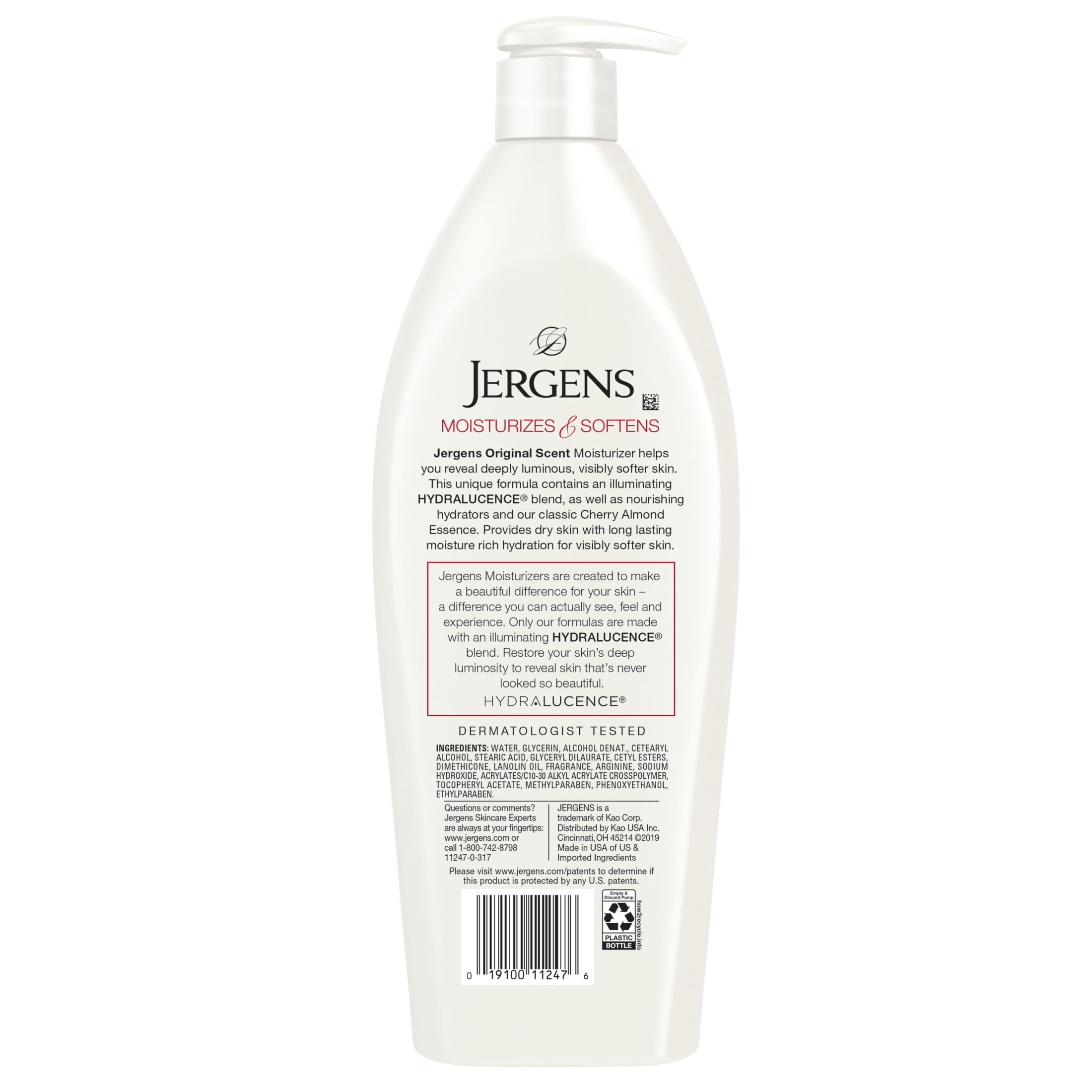 Jergens Original Scent with Cherry Almond Body Lotion, Dry Skin Body Moisturizer, 26.5 oz