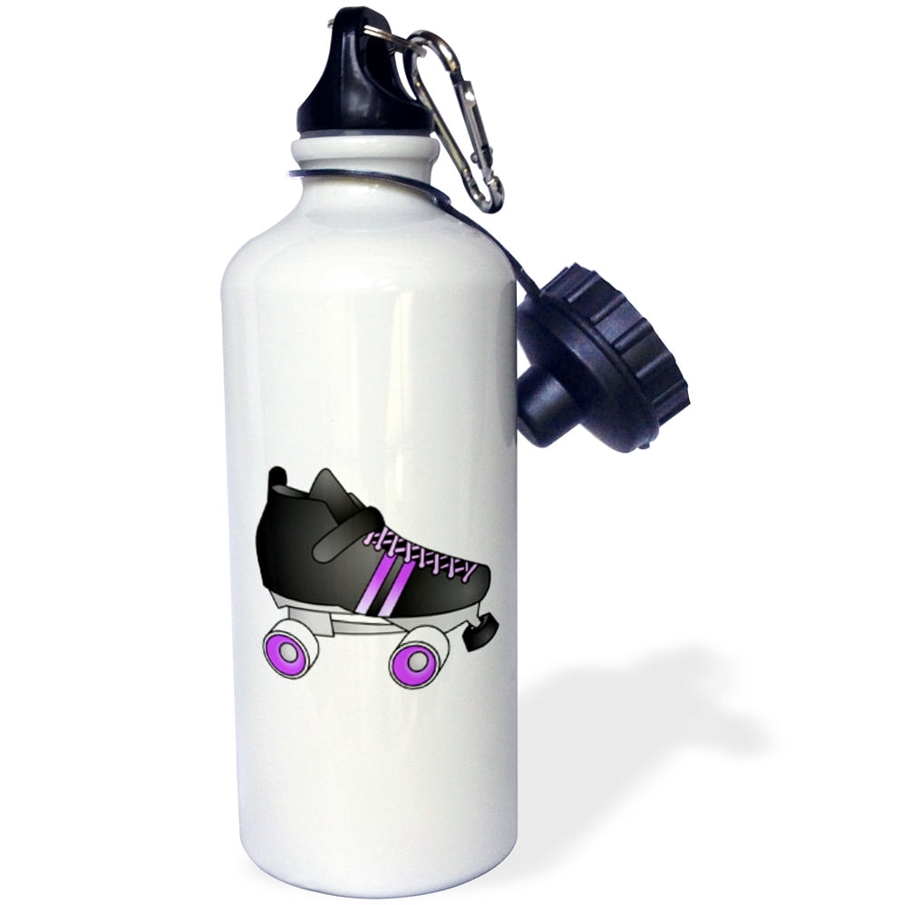 3dRose Skating Gifts Black and Purple Roller Skate, Sports Water Bottle, 21oz by Supplier Generic