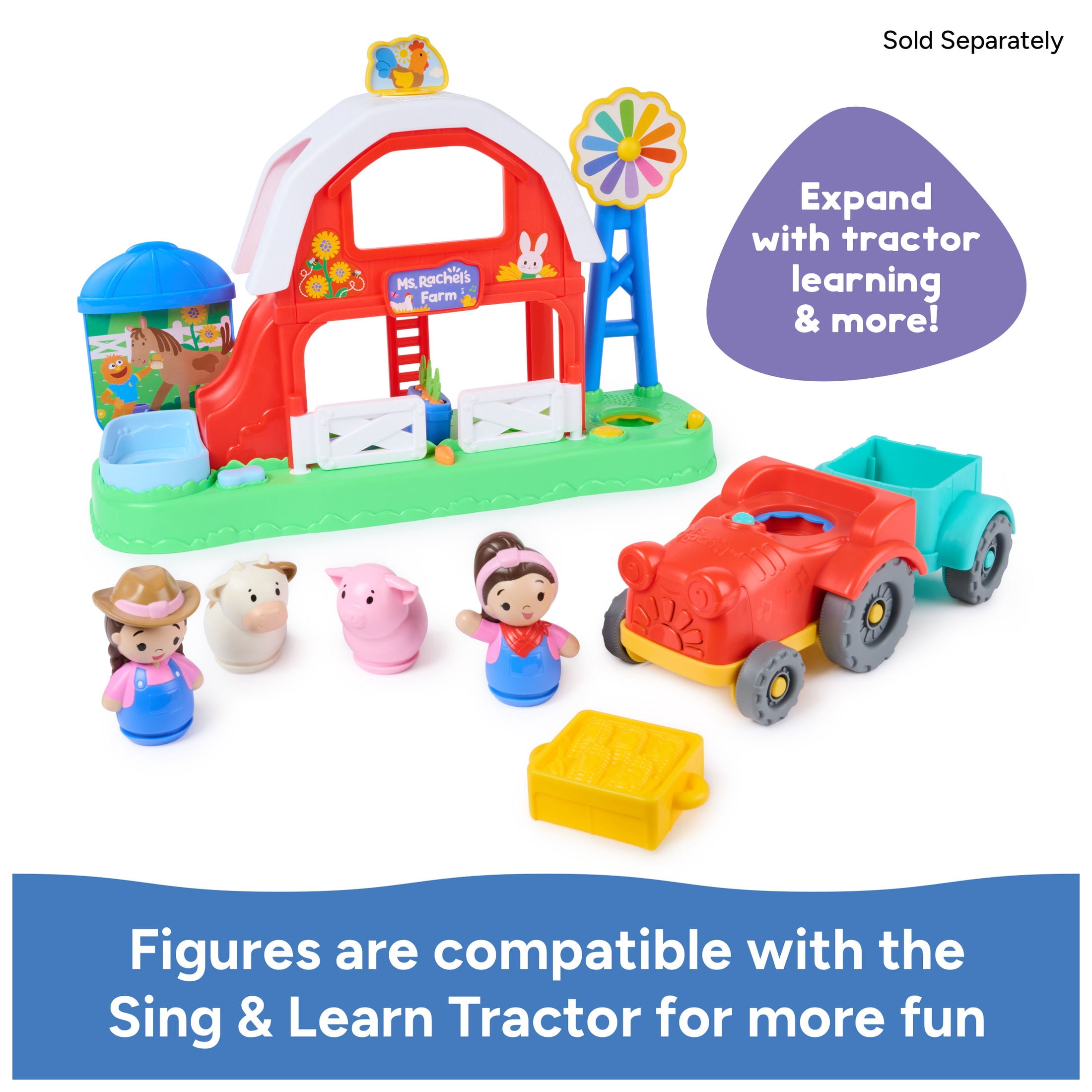 Ms. Rachel Official My First Learning Farm Playset with Songs, Phrases & Animal Figure Toys