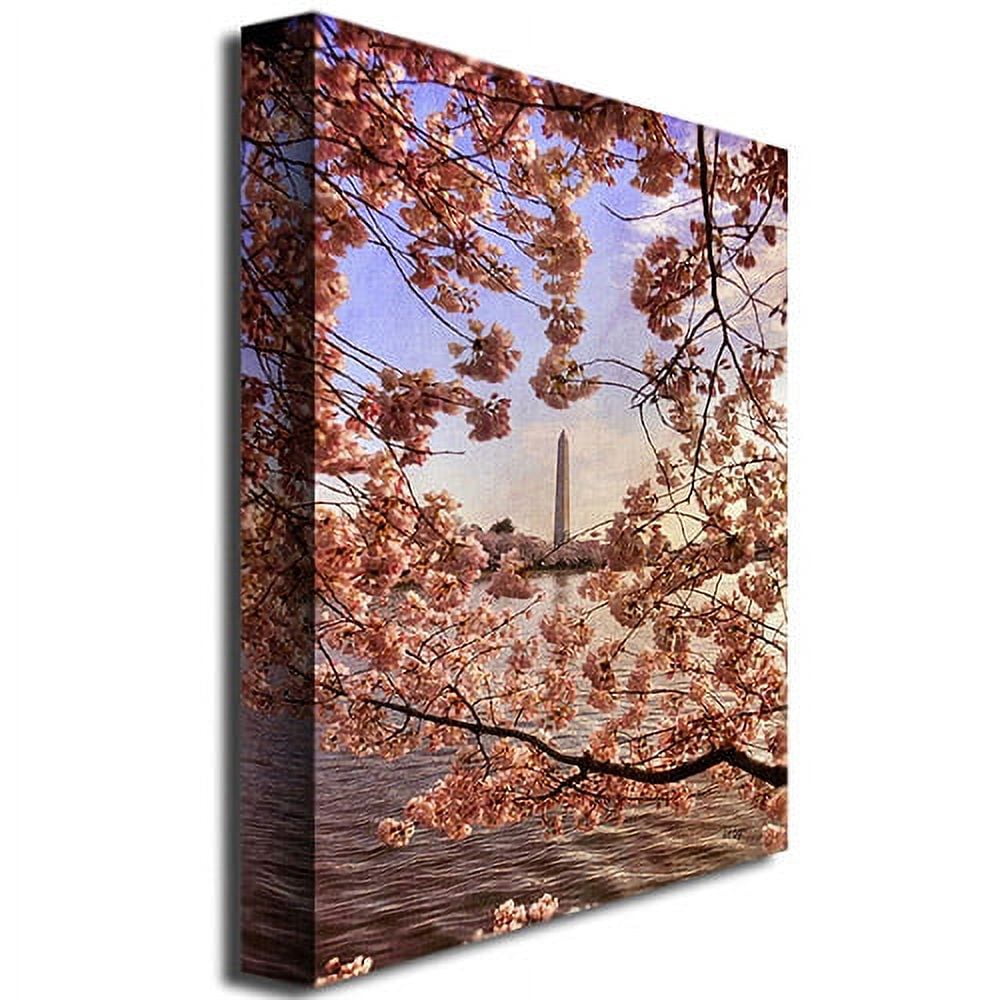 Trademark Fine Art "Cherry Blossoms at the Washington Monument" Canvas Art by Lois Bryan