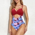 thumbnail image 4 of Cathalem Maillot de Bain une Pièce Noir pour Femmes Résistant au Chlore Col Carré Maillot de Bain une Pièce, Rouge m, 4 of 5