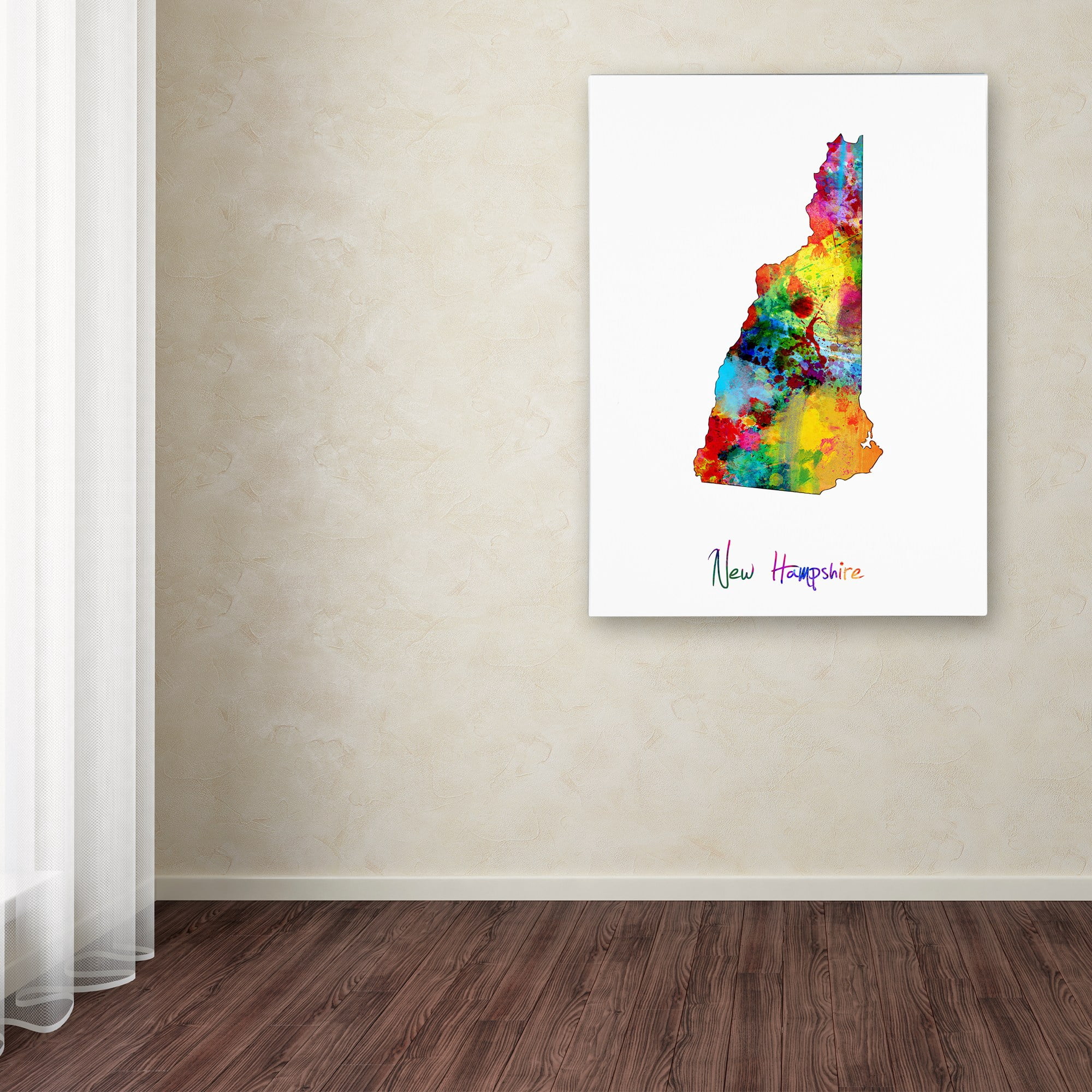 Trademark Fine Art "New Hampshire Map" Canvas Art by Michael Tompsett