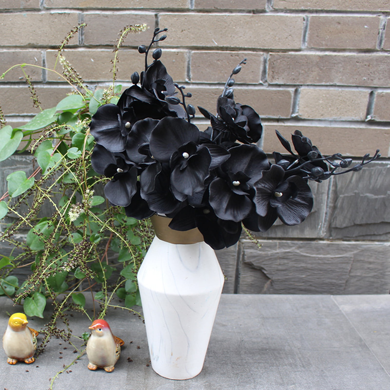 SunMade Gothic Black Orchid Branch Silk Artificial Flowers Home Hotel  Decoration Flores Artificales Black Butterfly Flower