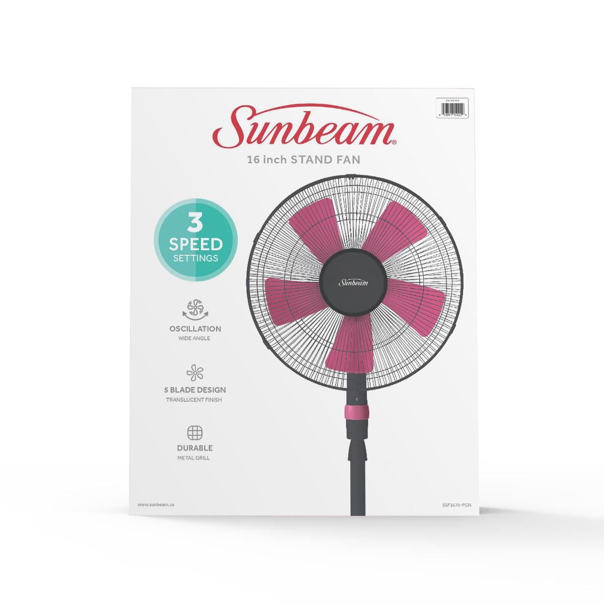 Ventilateur sur pied Sunbeam de 40 cm / 16 po, à socle lesté