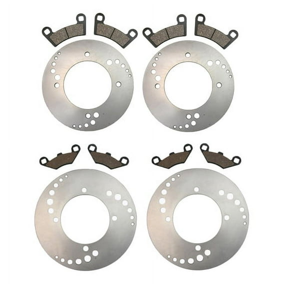 Front Rear Brake Rotors Semi-Metallic Brake Pads 2009-2014 for Polaris RZR 800 S