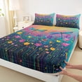 thumbnail image 3 of Feelyou Rustic Groovy Flower Full Size Sheets, Dreamy Dragonfly Animal Bed Sheets, Splatter Watercolor Sheet Sets, Microfiber Bedroom Decor, 4pcs, 3 of 7