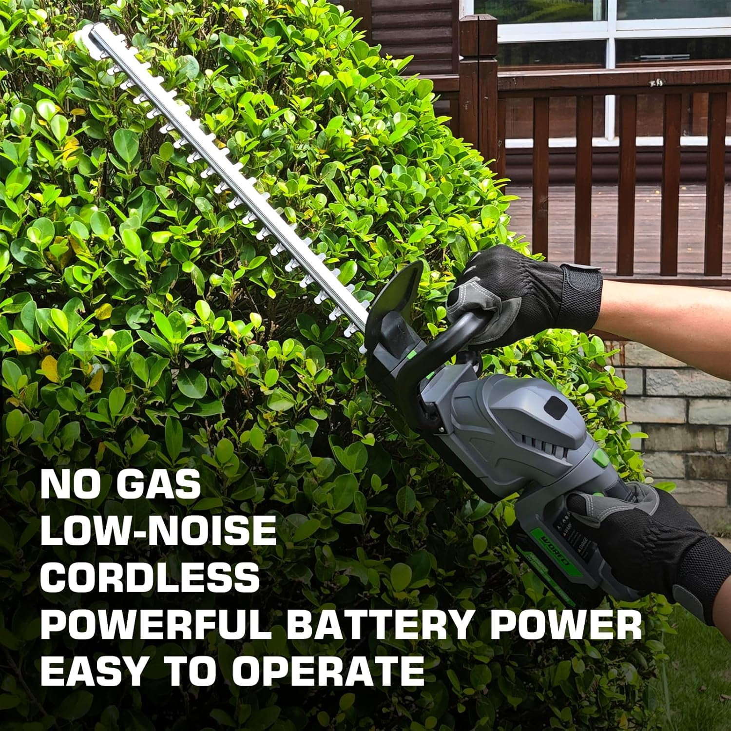 20-Inch Cordless Hedge Trimmer with Dual Action Blades and 180 Rotatable Handle for Garden Shaping