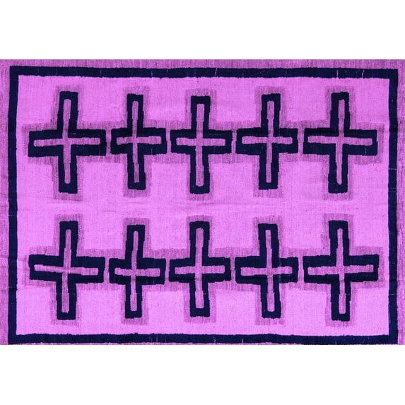 Ahgly Company Indoor Rectangle Abstract Purple Modern Area Rugs, 2' x 4'