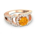 thumbnail image 3 of 2.50 Ct Round Shape Natural Diamond & Citrine Gemstone Sparkle Anniversary Ring for Women Solid 14K Rose Gold Size 3.5 by Diamond-Capitals, 3 of 8