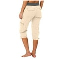 thumbnail image 5 of Yubnlvae Multi-Pocket Cargo Shorts for Women - Outdoor Sports Thin Cropped Pants (Loose Fit, Quick-Dry Hiking Bottoms) Beige XXL, 5 of 6