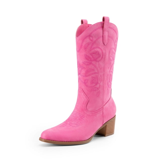 Botas DREAM PAIRS DWUMMB2504 Rosa en Nobuk con Bordado y Tacón de 5.2 cm