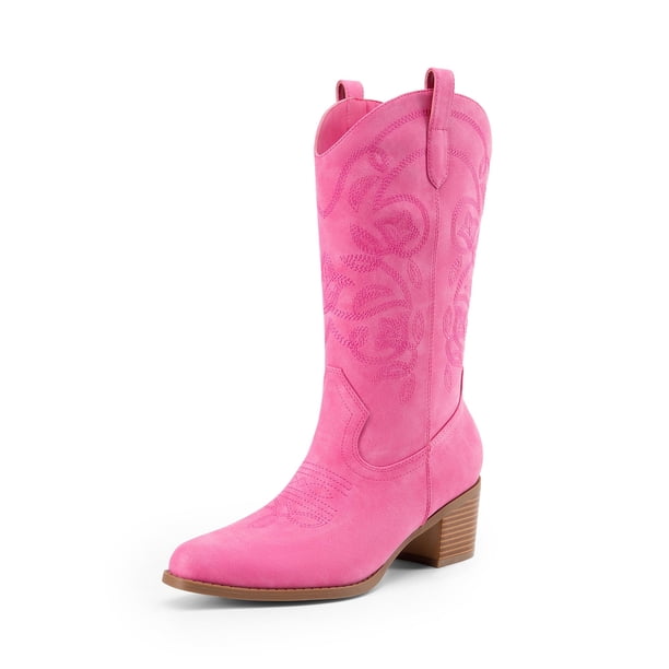 Botas DREAM PAIRS DWUMMB2504 Rosa Nubuck Tacón Grueso 6