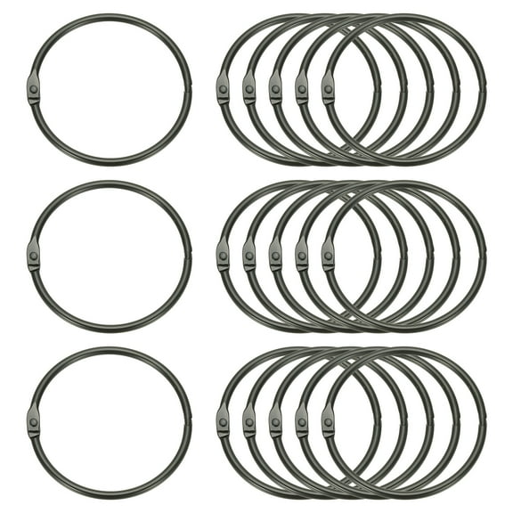 Uxcell 18Pcs Loose Leaf Binder Rings, 3.3 Inch Metal Open Card Rings Heavy Duty Book Rings for Key Index Card Rings Paper Rings Office, Black