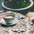 thumbnail image 3 of Ambesonne Skull Fitted Round Tablecloth, Talavera Flowers Damask Plot, 40"- 44" Diameter, Soft Pink Jade Green, 3 of 5