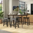 thumbnail image 3 of Gymax Set of 4 Saddle Bar Stools Counter Height Dining Chairs w/ Wooden Legs Black, 3 of 9