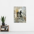 thumbnail image 4 of Two Cyclists Bikes Dark Bubble Painting Artwork Living Room Extra Large XL Wall Art Poster Print, 4 of 5