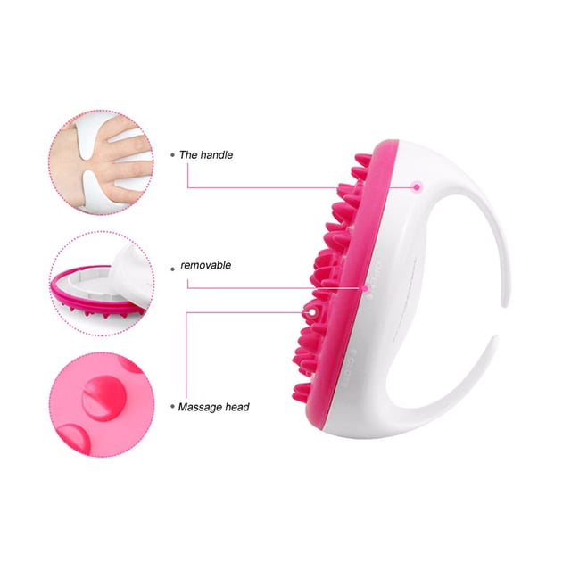 Cepillo de masaje del cuero cabelludo con cabeza de goma de plástico, ducha de baño de mano, cepillo de masaje de cuerpo completo, masajeador de belleza para delgazar