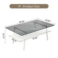 thumbnail image 2 of Rectangle Coffee Table, Tempered Glass Tabletop with White Metal Legs, Modern Table for Living Room , Gray Glass, 2 of 5