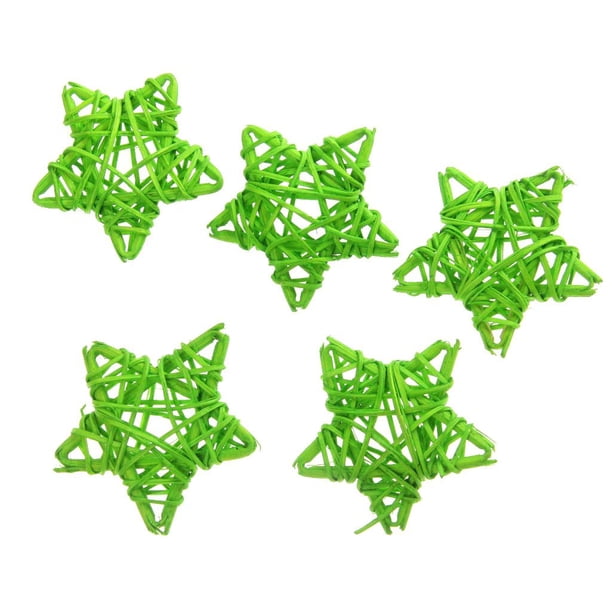 5 Piezas Hechas De Caña De Estrellas Decoración De Ratán Adornos De Navidad Para Bodas en hogar Verde claro