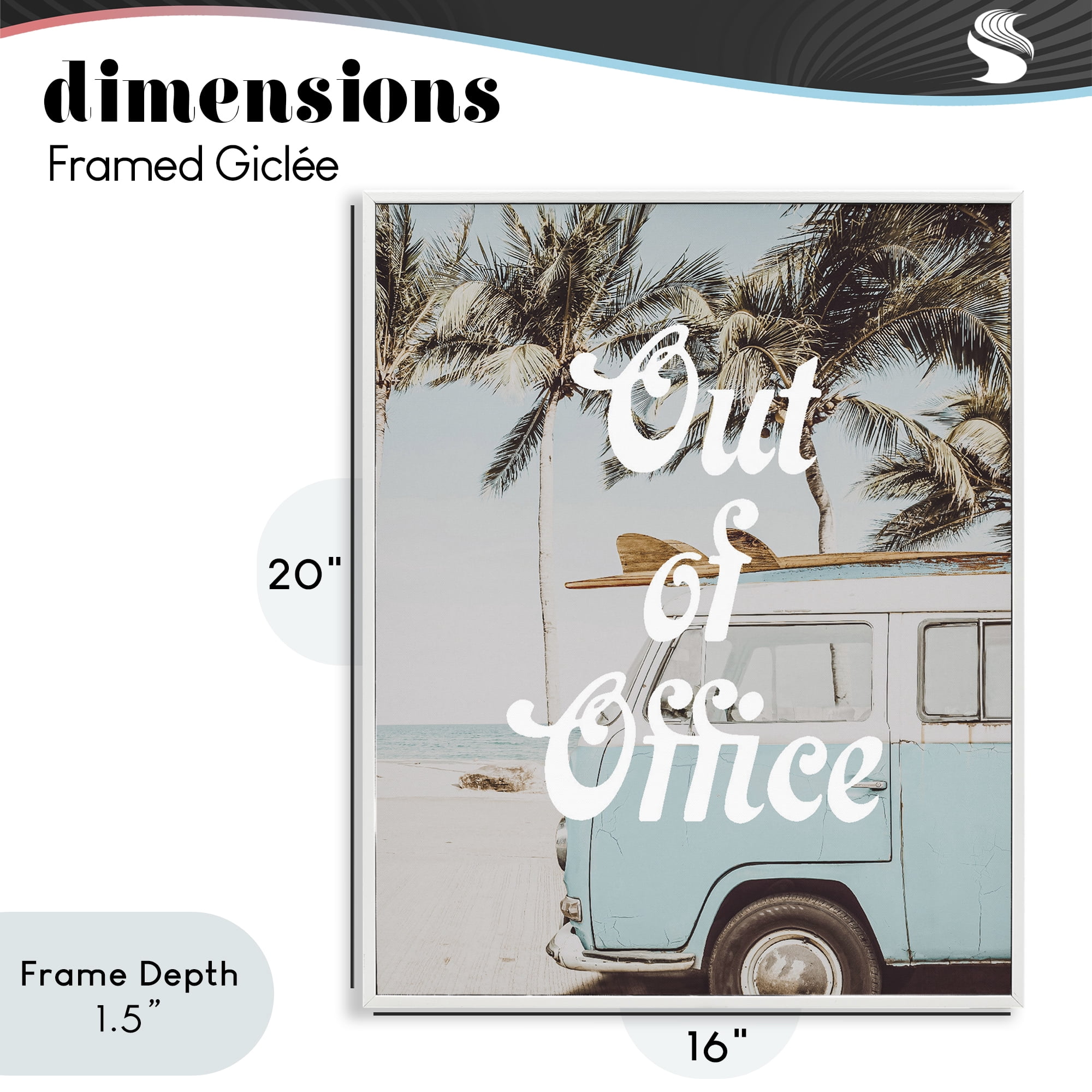 Stupell Industries Retro Out Of Office Beach White Framed Giclee Art, design by Lil' Rue