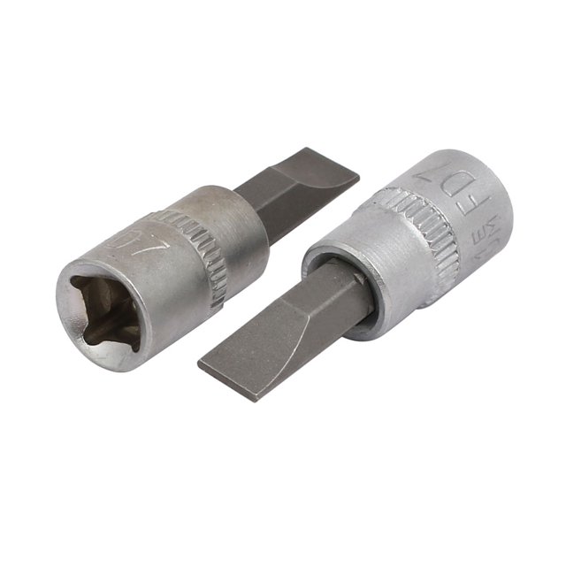Adaptador de enchufe cuadrado de 1/4 de pulgada de 37 mm de longitud y bit ranurado de 7 mm 2 piezas