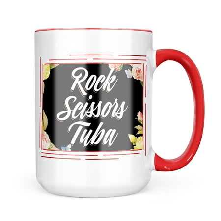 

Neonblond Floral Border Rock Scissors Tuba Mug gift for Coffee Tea lovers