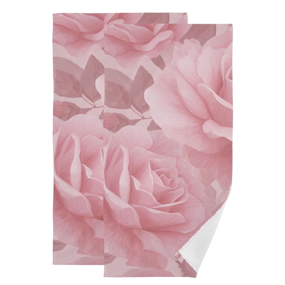 Light Pink Roses Hand Towel Absorbent Bath Towels for Bathroom Sports Gym 28" x 14" Set of 2