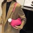 thumbnail image 1 of Felt Mini Square Bag with Pom Pom Winter Crossbody Purse, Fashion Solid Color, 1 of 7