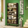 thumbnail image 5 of 5-Tier Tall Bookshelf with LED Lighting - 529lb Capacity, Anti-Tip Kit & Adjustable Feet, for Living Room/Home Office/Library, 5 of 6