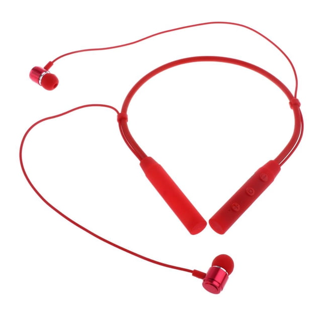 Auriculares Inalámbricos Bluetooth Estéreo Multiusos en Deportivos Gimnasio con Cable USB rojo