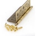 thumbnail image 4 of 4 PCs Embossed Brass Hinges - Decorative Flap Hinges with Flower Patterns for Wooden Chest Trunck Cabinet Cupboard, Plate Length 2.6" (65 mm), 4 of 7