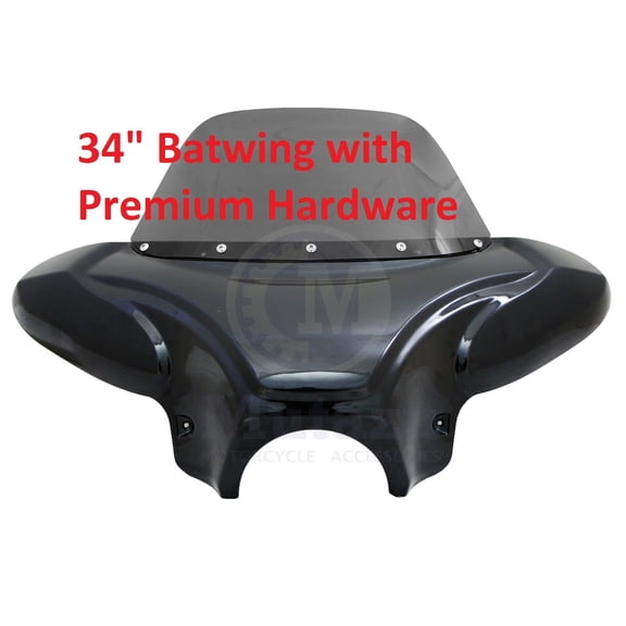 34" Universal motorcycle Cruiser fairing batwing w /windshield  Premium Hardware