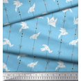 thumbnail image 2 of Soimoi Blue Silk Fabric Stripe & Paper Bird Art & Craft Fabric Prints By Yard 42 Inch Wide, 2 of 3