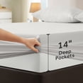 thumbnail image 4 of EMONIA Queen Bed Sheet Set 4-Piece with 14" Deep Pocket, Hotel Luxury Super Soft & Breathable Polyester Washed Cotton Fabric (Light Gray), 4 of 12