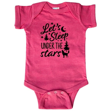 

Inktastic Adventure Let s Sleep Under the Stars with Moon and Wolf Gift Baby Boy or Baby Girl Bodysuit