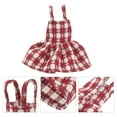 thumbnail image 4 of HONMEET Doll Outfit Christmas Suspender Skirt Red Plaid Checkered Dress Miniature Holiday Decor Festive Winter Party Costume, 4 of 7