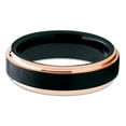 thumbnail image 2 of Tungsten Wedding Band Rose Gold Tungsten Ring 6mm Black Brushed Tungsten Carbide Men & Women Comfort Fit, 2 of 3