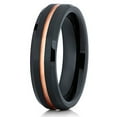 thumbnail image 1 of Tungsten Wedding Band 6mm Rose Gold Tungsten Ring Black Tungsten Band Beveled Comfort Fit, 1 of 3