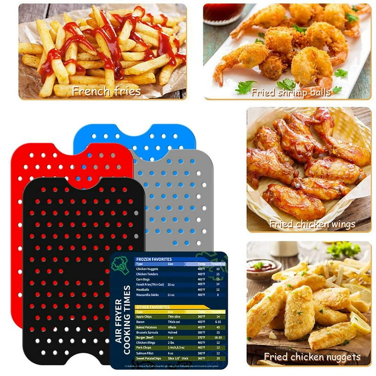 4pcs Reusable Silicone Air Fryer Liners With Magnetic Cheat Sheet And Easy  Clean Air Fryer Accessories, Non-stick Air Fryer Replacement Indispensable  Items