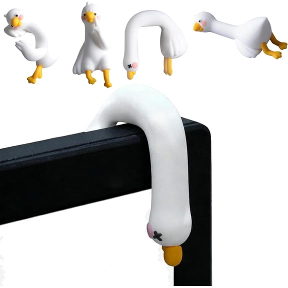 2026 Lazy Duck Computer Decoration,So Tired Lazy Duck Mini Desk Decor, Cute Resin Goose Figurines for Computer Monitor, Office Desk & Car Dashboard Decoration