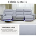 thumbnail image 4 of PonLiving Electric Recliner Sofa with USB Charging 3 Seater Lambswool Fabric Grey White, 4 of 6