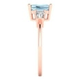thumbnail image 3 of 1.5 ct Emerald Cut Simulated Blue Diamond 3 Stone 18K Rose Gold Womens Engagement Ring, 3 of 5