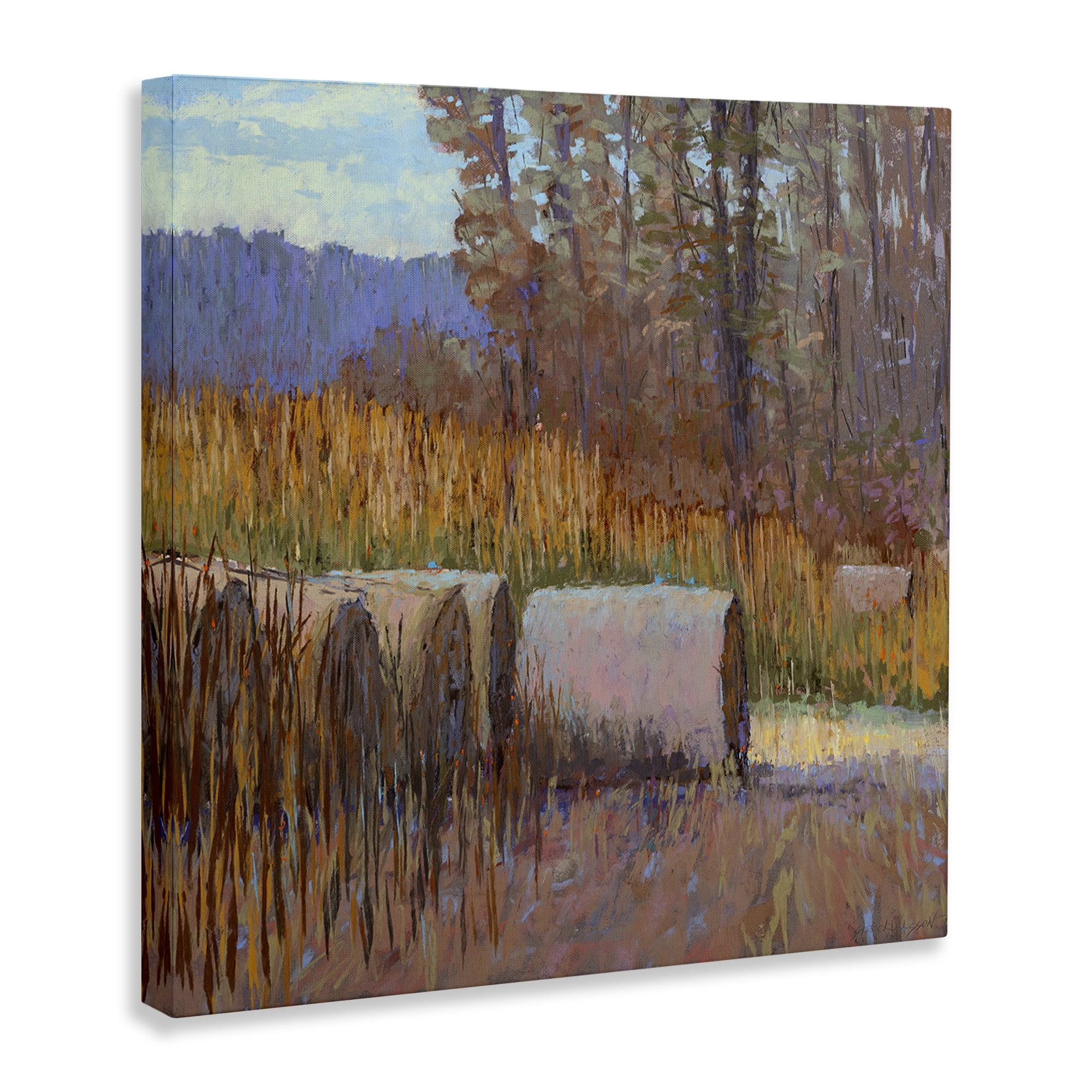 Stupell Industries Country Hay Bales Landscape Painting Gallery Wrapped Canvas Art Print Wall Art, 24 x 24