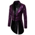 thumbnail image 3 of Yeahdor Mens Sparkly Sequins Tuxedo Blazer Long Sleeve Lapel Double-Breasted Cocktail Evenings Tailcoat Outerwear Purple L, 3 of 3