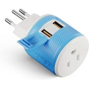 OREI Brazil Travel Plug Adapter with Dual USB - USA Input - Type N (U2U-11C)
