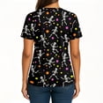 thumbnail image 4 of IYYVV Halloween Scrubs for Women Cute V Neck Pumpkin Print Nursing Working Uniform with Pockets Holiday Stretchy Tee Shirts Black 2XL, 4 of 5