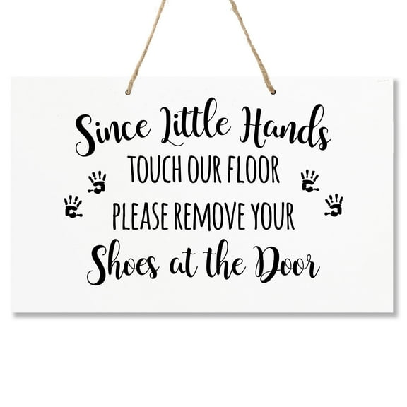LifeSong Milestones Little Hands Shoe Rope Sign For New Home - Hand Prints