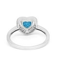 thumbnail image 3 of Halo Dazzling Heart Promise Ring Round Lab Created Blue Opal 925 Sterling Silver Size 9, 3 of 6
